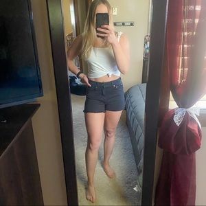 High waisted denim shorts